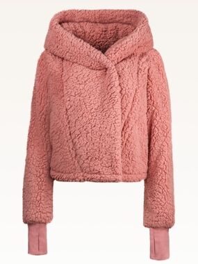 Jill Martin Cropped Hooded Sherpa Fleece Teddy Jacket